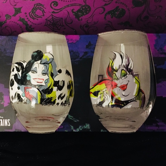 ✨ Disney Villains Stemless Wine Glasses Set of 4 ✨ NWOT ✨ - Picture 3 of 10